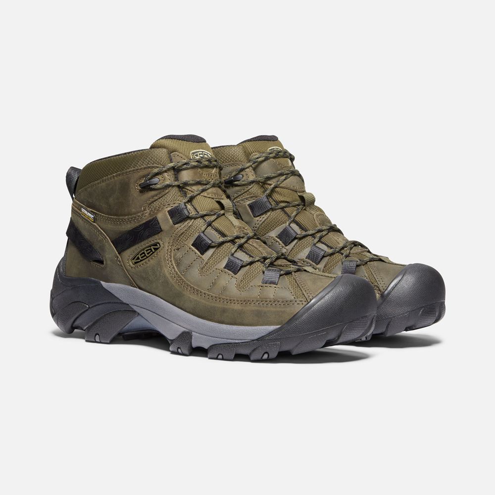 Bottes de Randonnée Keen Homme Vert Olive/Noir | Targhee Ii Waterproof Mid | MXPKO-7832